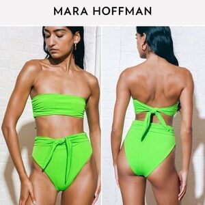 MARA HOFFMAN Abigail Strapless Bikini Top & Goldie High Waist Bikini Bottoms XS